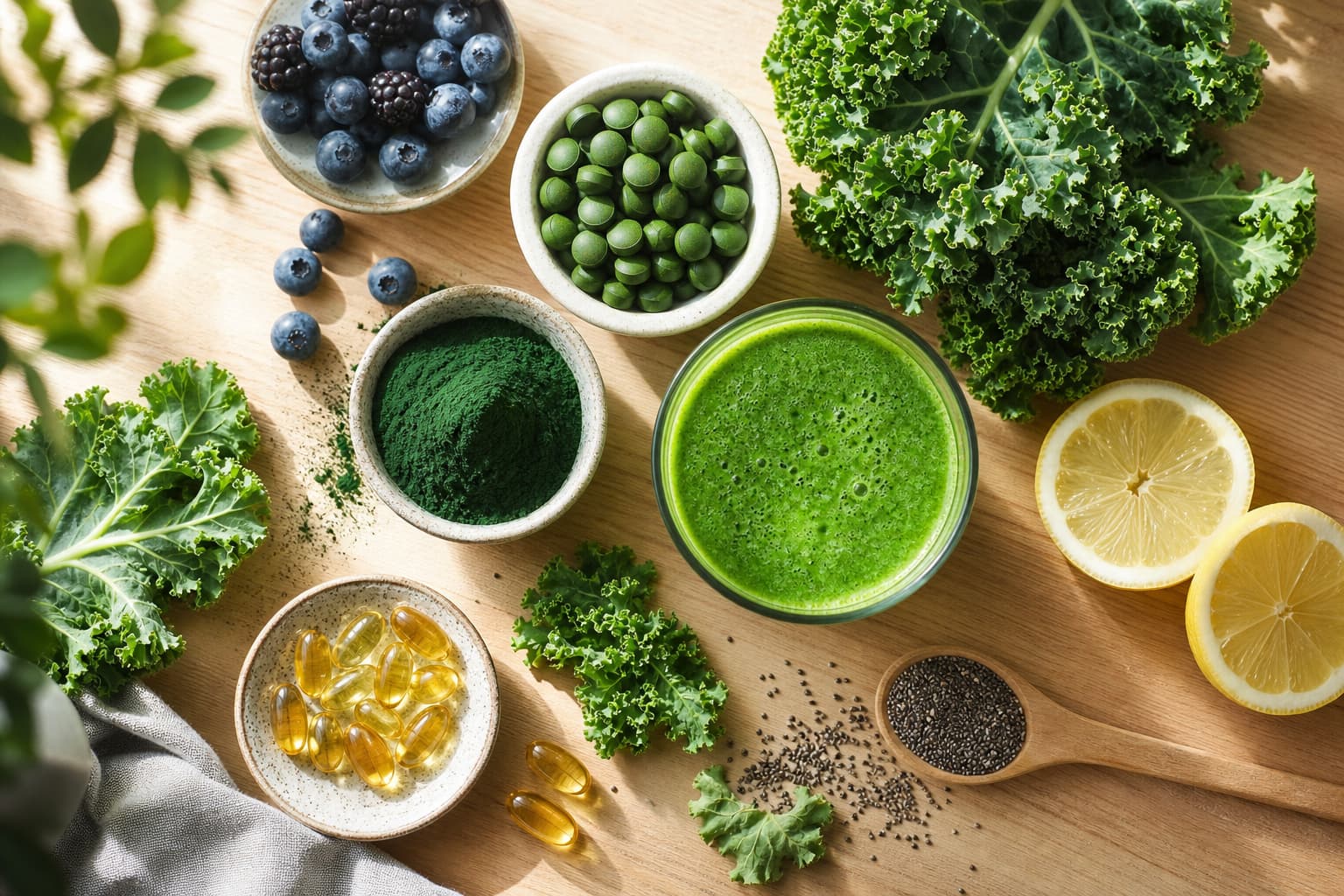 Kosttilskud i hverdagen: Chlorella, spirulina, grønkål og omega-3